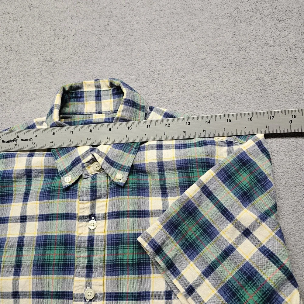 Polo Ralph Lauren Plaid Shirt Mens M Blue Green Yellow Short Sleeve Classic Fit